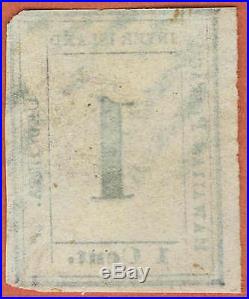 HAWAII 1859 #12 Numeral 1Ct Pl 2-B, Type II (Westerberg Pos10) with a blue cancel