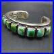 HEAVY Vintage NAVAJO Hand-Stamped Sterling Silver TURQUOISE Cuff BRACELET 129.6g