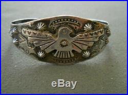 Harvey Era Bell Trading Native American Stamped Sterling Silver Thunderbird Cuff