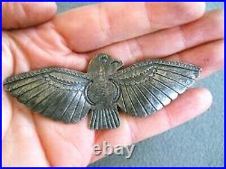 Harvey Era Native American Hand Stamped Sterling Silver Thunderbird Pin Brooch