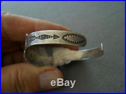 Harvey Era Native American Navajo Sterling Silver Stamped Thunderbird Bracelet