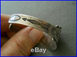Harvey Era Native American Navajo Sterling Silver Stamped Thunderbird Bracelet