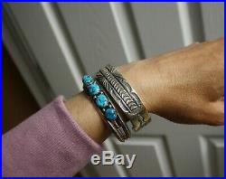 Heavy Native American Navajo Stamped Sterling Silver Cuff Bracelet by Ray Tafoya