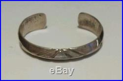 Heavy Navajo Signed Stamped Sterling Silver Carinated Cuff Bracelet