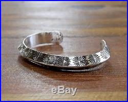 Heavy Triangle Sterling Silver Wire Stamped Men's Cuff Bracelet Signed G Nelson