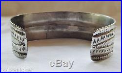 Heavy Vintage Navajo Coin Ingot Silver Cut Stamped Native American Cuff Bracelet