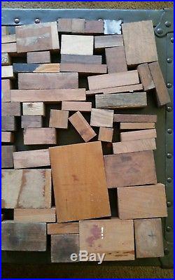 Huge Lot 128 Vintage Wood Metal Printing Press Block Stamp Ink Plate Advertismen