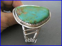 Huge Native American Navajo Royston Turquoise Sterling Silver Stamped Bracelet J