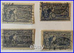 INVESTOR LOT OF 4 US 10c SPECIAL DELIVERY STAMPS MESSENGER BOY RIDING BIKE