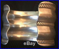 Important Navajo Guild School Hand Constructed Bracelet Hand Stamped Chiseled