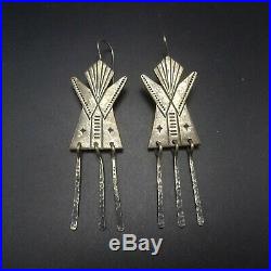 JENNIFER JESSE SMITH Hand Stamped Sterling Silver THUNDERBIRD TAIL EARRINGS