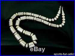 JESSIE CLAW Navajo 26 Native American Hand Stamp Sterling Silver Bead Necklace