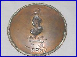 John Deere Bust Steel Plow Stamped Copper Brass Dish Change Tip Tray 1910's RARE