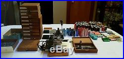 Kingsley Hot Foil Stamping Machine Huge Lot Fonts Type Set, Wooden Boxes, Foil