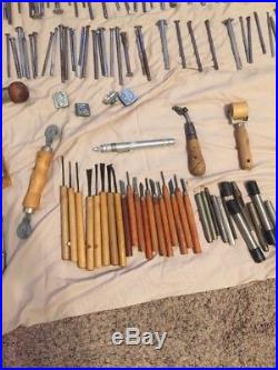 LEATHER CRAFT Vtg Craft CO LOT 164 Stamps Plus 120 Pieces Leather Carving Tools