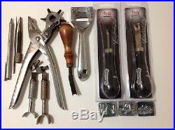 Large Set of Leather Tools, 108 vintage Craftool Co. USA Leather stamps & more