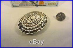 Large Thick Heavy 2.6+ozt NAVAJO CONCHO BELT BUCKLE Stamping Sterling Silver
