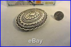 Large Thick Heavy 2.6+ozt NAVAJO CONCHO BELT BUCKLE Stamping Sterling Silver