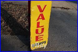 Large Vintage 1960's Top Value Stamps Gas Station Oil 72 Embossed Metal Sign