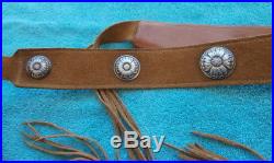 Leather Belt withfringe Stamped Bohlin on Leather with Poppy Conchos