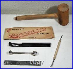 Leathercraft Tools Craftool Co. USA 23 Stamps + Stands + Leather Lot