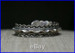 Little Yellowhorse Native American Navajo Stamped Sterling Cuff Bracelet
