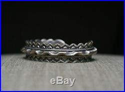 Little Yellowhorse Native American Navajo Stamped Sterling Cuff Bracelet