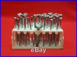 Lot of 31 Vintage CRAFTOOL Leather Stamps Stamping Tools with Stand +
