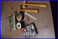 Lot of vintage Leather working Tandy Craft Tools stamping, lace, knife, etc