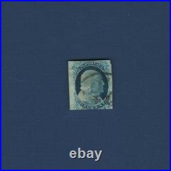 Matt's Stamps Us Scott #9 Benjamin Franklin 1-cent Stamp Blue Used Vf-xf85 Cv140