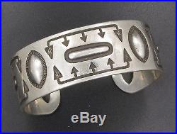 McKee Platero Signed Large Bracelet Amazing Navajo Silver Sterling Stamped Cuff