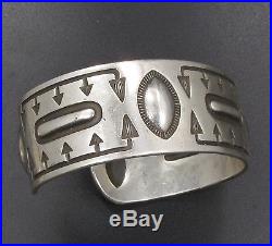 McKee Platero Signed Large Bracelet Amazing Navajo Silver Sterling Stamped Cuff