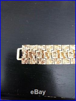 Men's 14k Stamped Gold Nugget Link Bracelet 7.5 X Approx 3/4 Wide, 70 grams