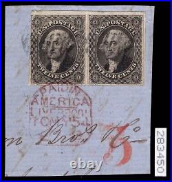 Momen Us Stamps #17 Pair Used On Piece Pf Cert Lot #88964