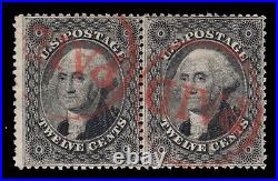 Momen Us Stamps #36 Red Paid Cancel Pair Used Lot #91231