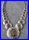 NAVAJO PEARLS Vintage Necklace Flat Sterling Silver Hollow Stamped Beads 67g