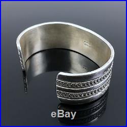 NAVAJO STERLING SILVER HAND STAMPED CUFF BRACELET by BRUCE MORGAN