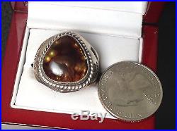 NAVAJO sterling MEXICAN FIRE AGATE stamped MEN'S RING Native American SIZE 12.5