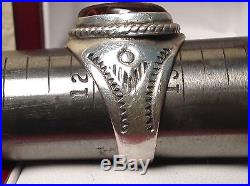 NAVAJO sterling MEXICAN FIRE AGATE stamped MEN'S RING Native American SIZE 12.5