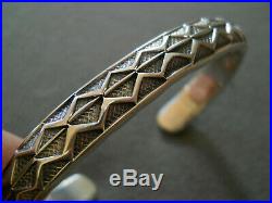 Native American Indian Navajo Sterling Silver Stamped Bracelet SUNSHINE REEVES