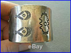 Native American Indian Sterling Silver Arrowhead Stamped Cuff Bracelet Signed