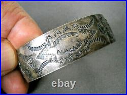 Native American Indian Sterling Silver Bracelet Stamped with Native Symbols Motifs