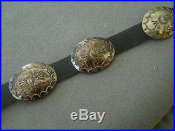 Native American Indian Sterling Silver Stamped Concho Belt / Hatband