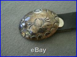 Native American Indian Sterling Silver Stamped Concho Belt / Hatband
