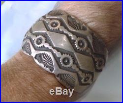 Native American MARC A Hallmark Sterling Silver Stamped Estate Bracelet Navajo