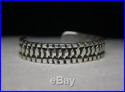 Native American Navajo Hand Stamped Sterling Silver Cuff Bracelet