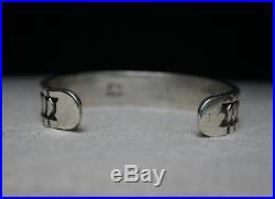 Native American Navajo Hand Stamped Sterling Silver Cuff Bracelet