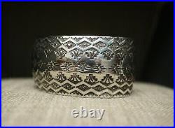 Native American Navajo Stamped Design Sterling Silver Cuff Bracelet