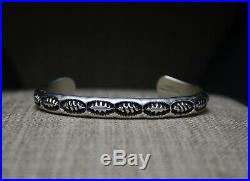 Native American Navajo Stamped Sterling Silver Cuff Bracelet Large Size