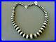 Native American Sterling Silver Graduated Navajo Pearls Stamped Bead Necklace